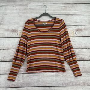 Madewell Striped Long‎ Sleeve Knit Top Women's Size Small Red/Green/Orange